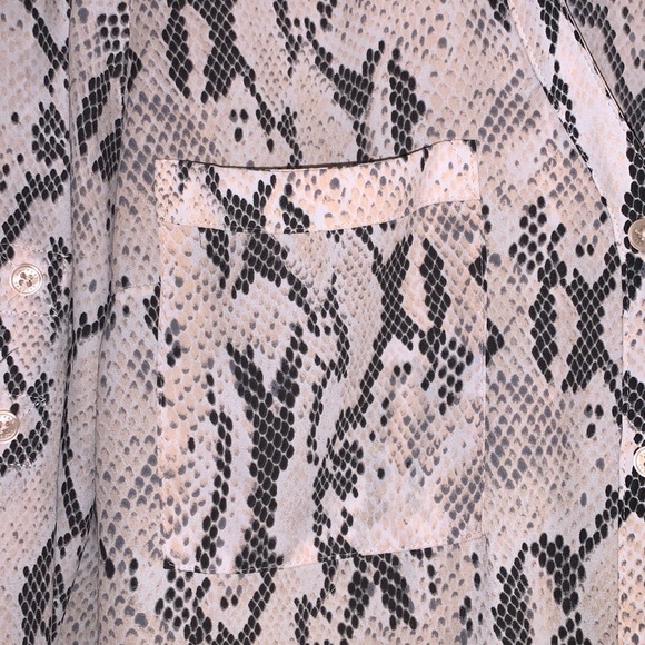 Express Snakeskin semi sheer button up shirt, light pink black gray off white - Picture 4 of 15